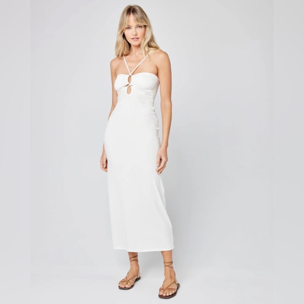 L* Space Ellery Halter Cutout Dress in Cream NWT
